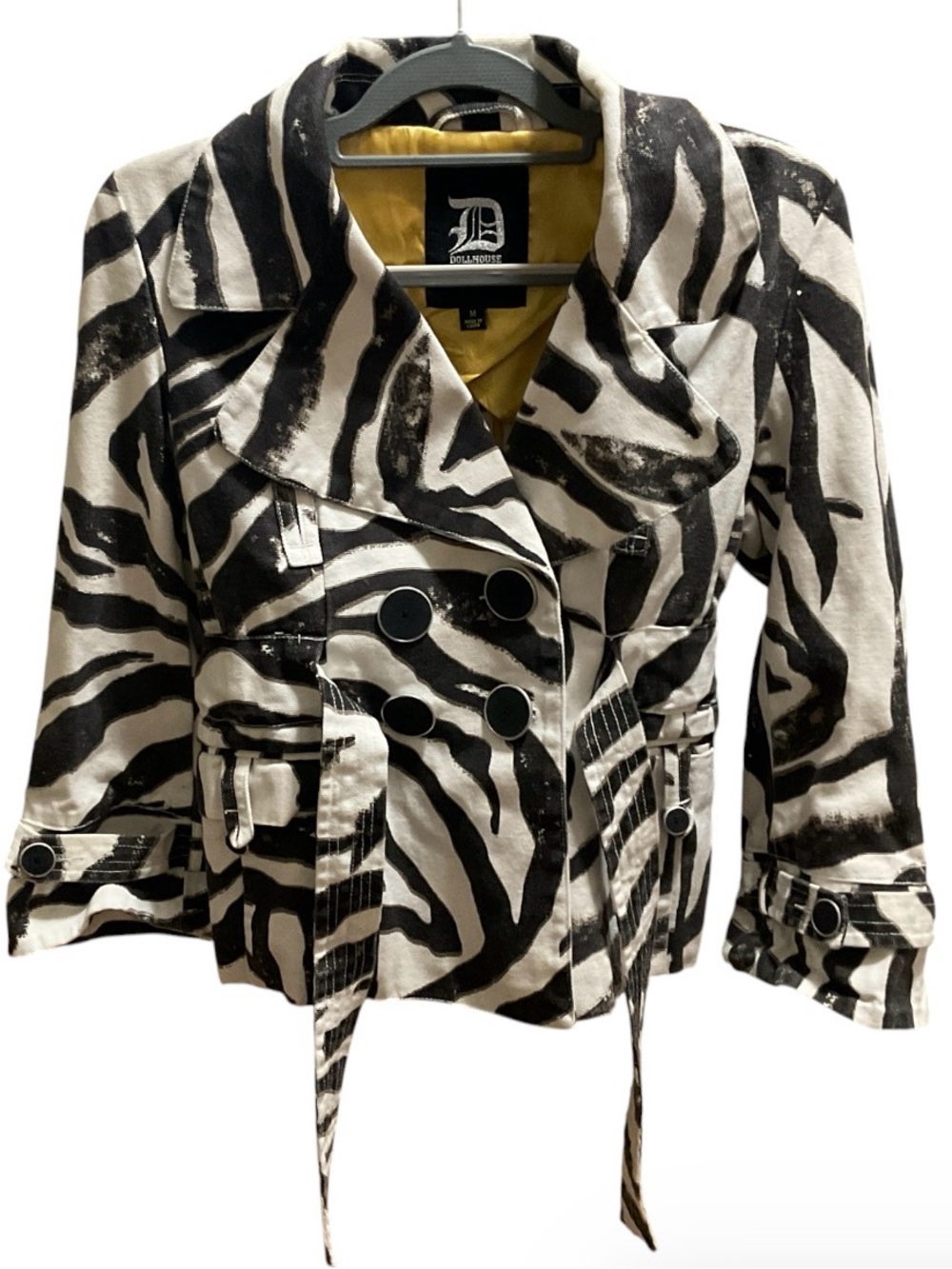 DOLLHOUSE Zebra Print Belted Jacket...Very Cute ladies size M